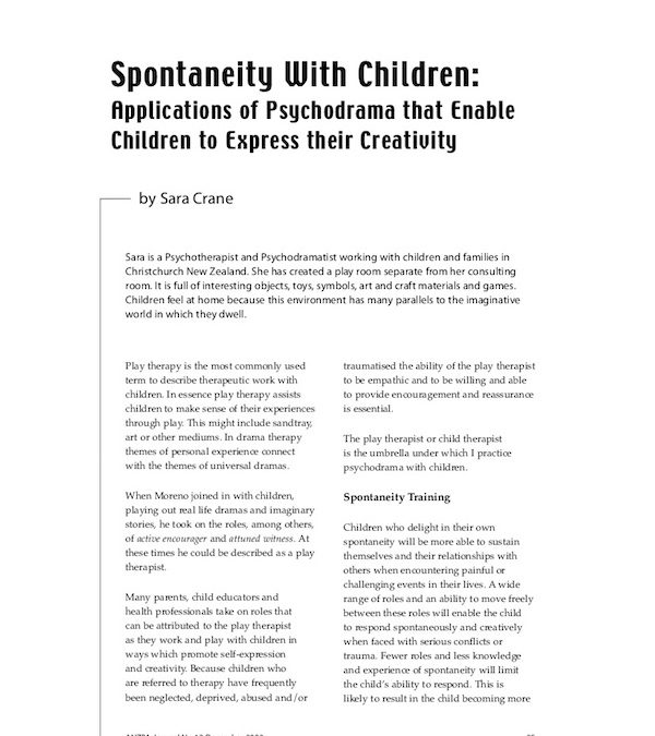 Spontaneity With Children: Applications of Psychodrama that Enable Children to Express their Creativity,